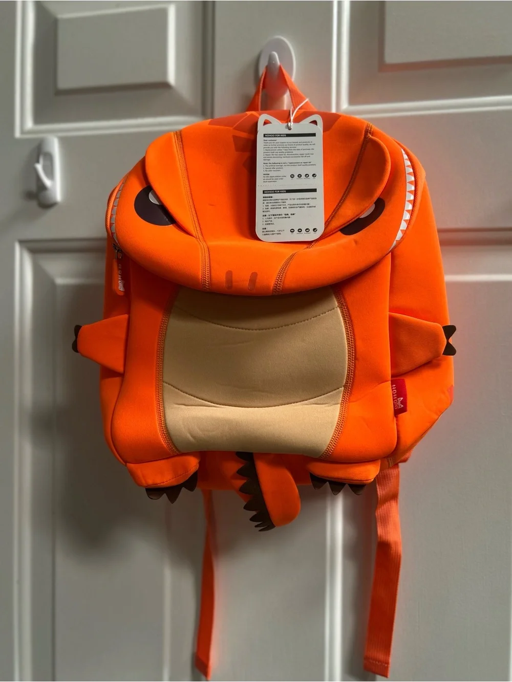 NOHOO Jungle Back pack T Rex Orange Dino Backpack with Tan Belly